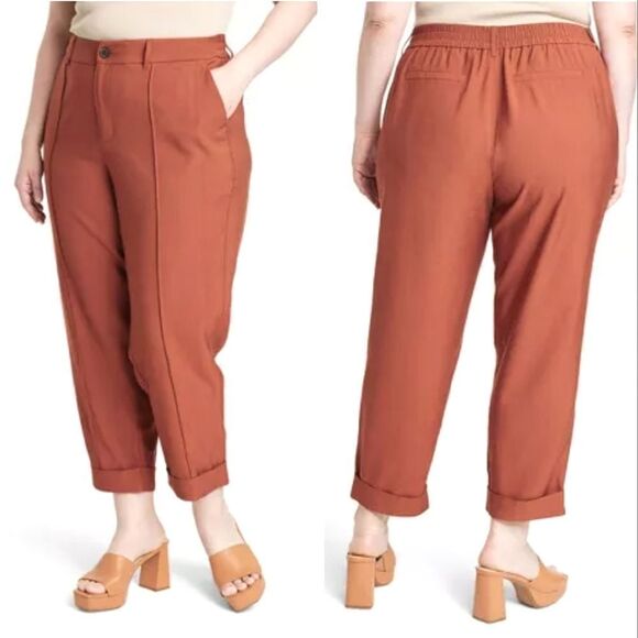 A New Day Nutmeg Brown High Waist Cuffed Rayon Pants Plussize 18 - Picture 4 of 16
